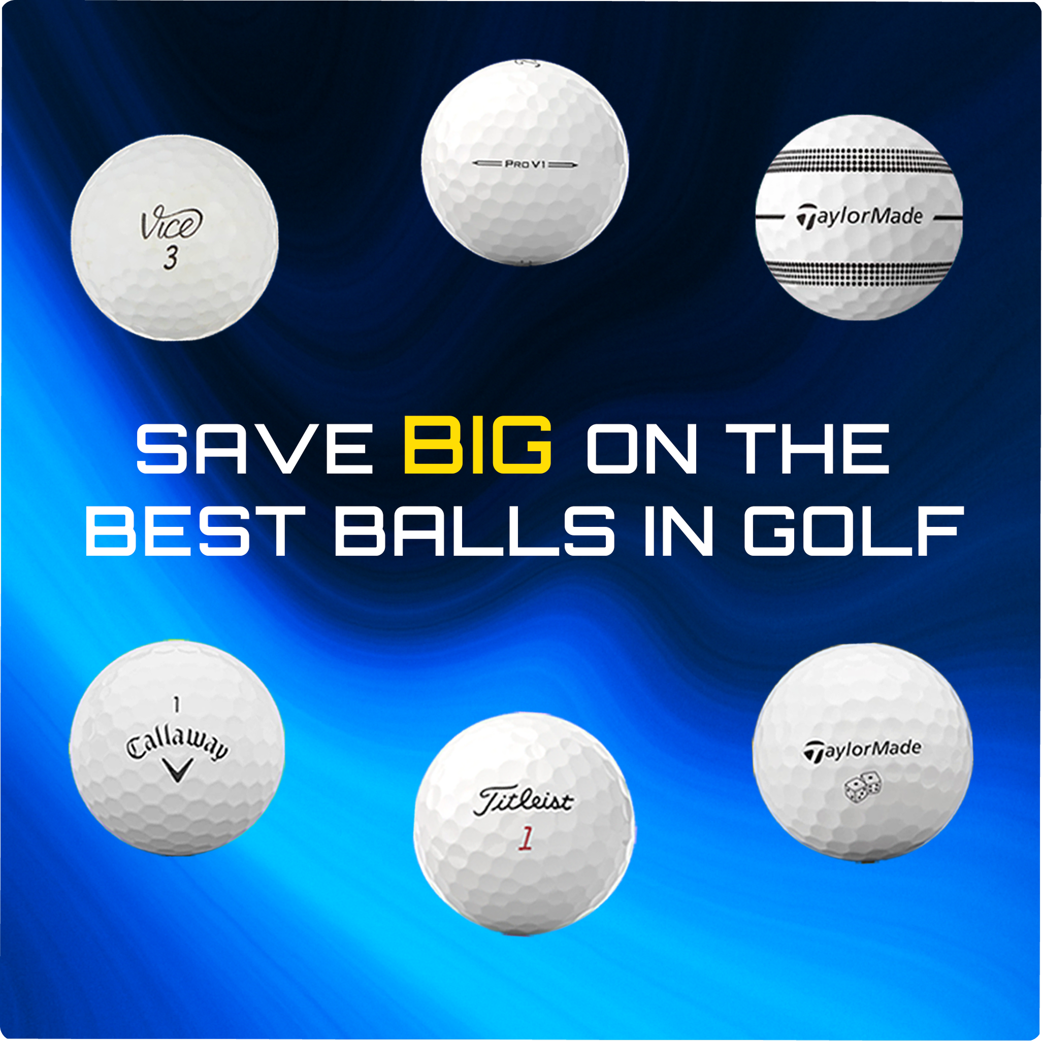 Mulligan Golf Balls Hero Banner -- golf course with golfers in background -- Free Shipping on all orders