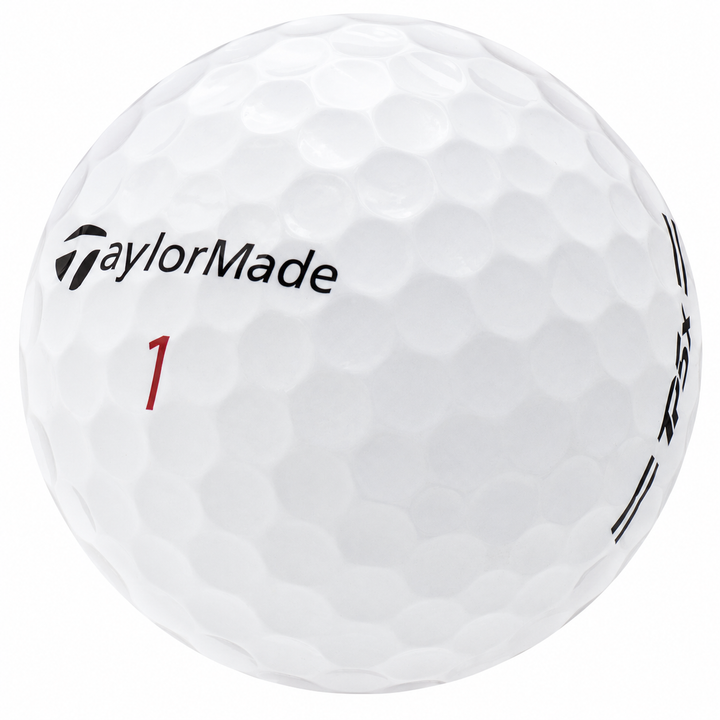 TaylorMade TP5x golf ball in white, showing the logo and number