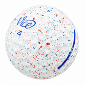 Vice Pro Drip golf ball in white with orange and blue paint splatter