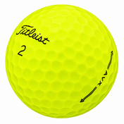 Titleist AVX golf ball in yellow, showing the logo and number