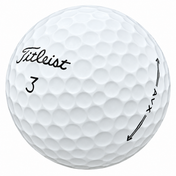 Titleist AVX golf ball in white, showing the logo and number