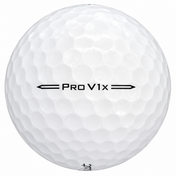 Titleist Pro V1x golf ball in white, showing the side stamp and alignment line