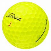 Titleist Pro V1x golf ball in yellow, showing the logo and number