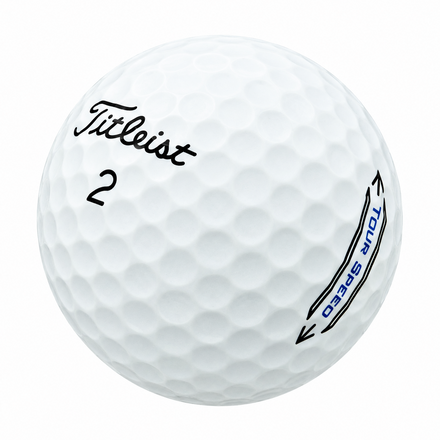 Titleist Tour Speed golf ball in white, showing the logo and number
