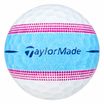 TaylorMade Tour Response Stripe golf ball with a light blue and pink stripe