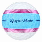 TaylorMade Tour Response Stripe golf ball with a light blue and pink stripe