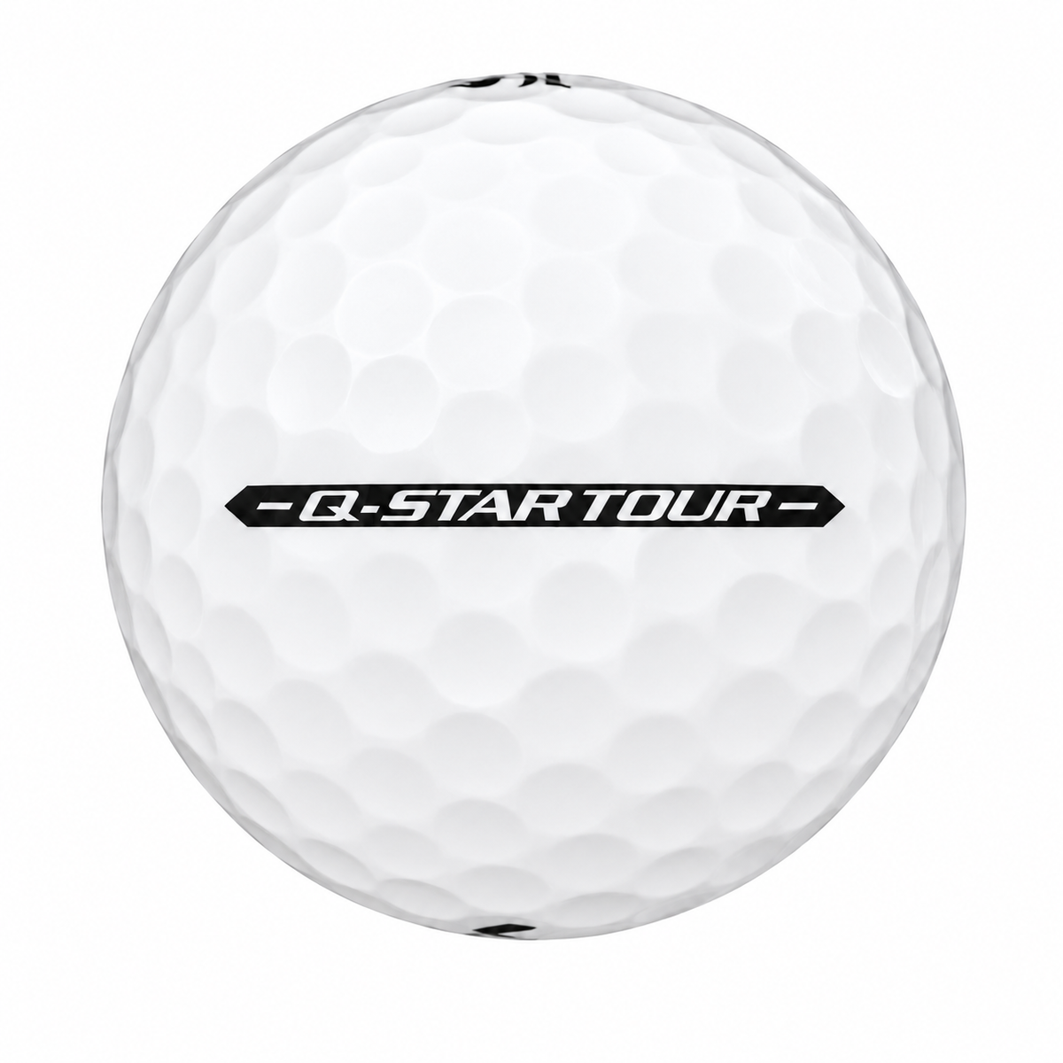 Srixon Q-Star Tour golf ball in white, showing the side stamp and alignment line