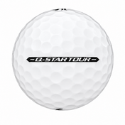Srixon Q-Star Tour golf ball in white, showing the side stamp and alignment line