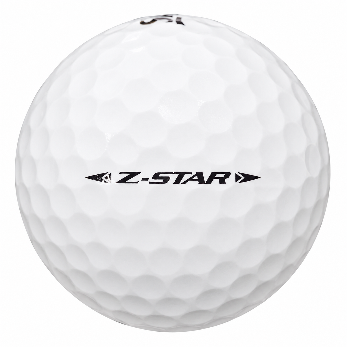 Srixon Z-Star golf ball in white, showing the side stamp and alignment line