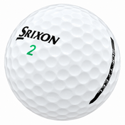 Srixon Soft Feel golf ball in white, showing the logo and number