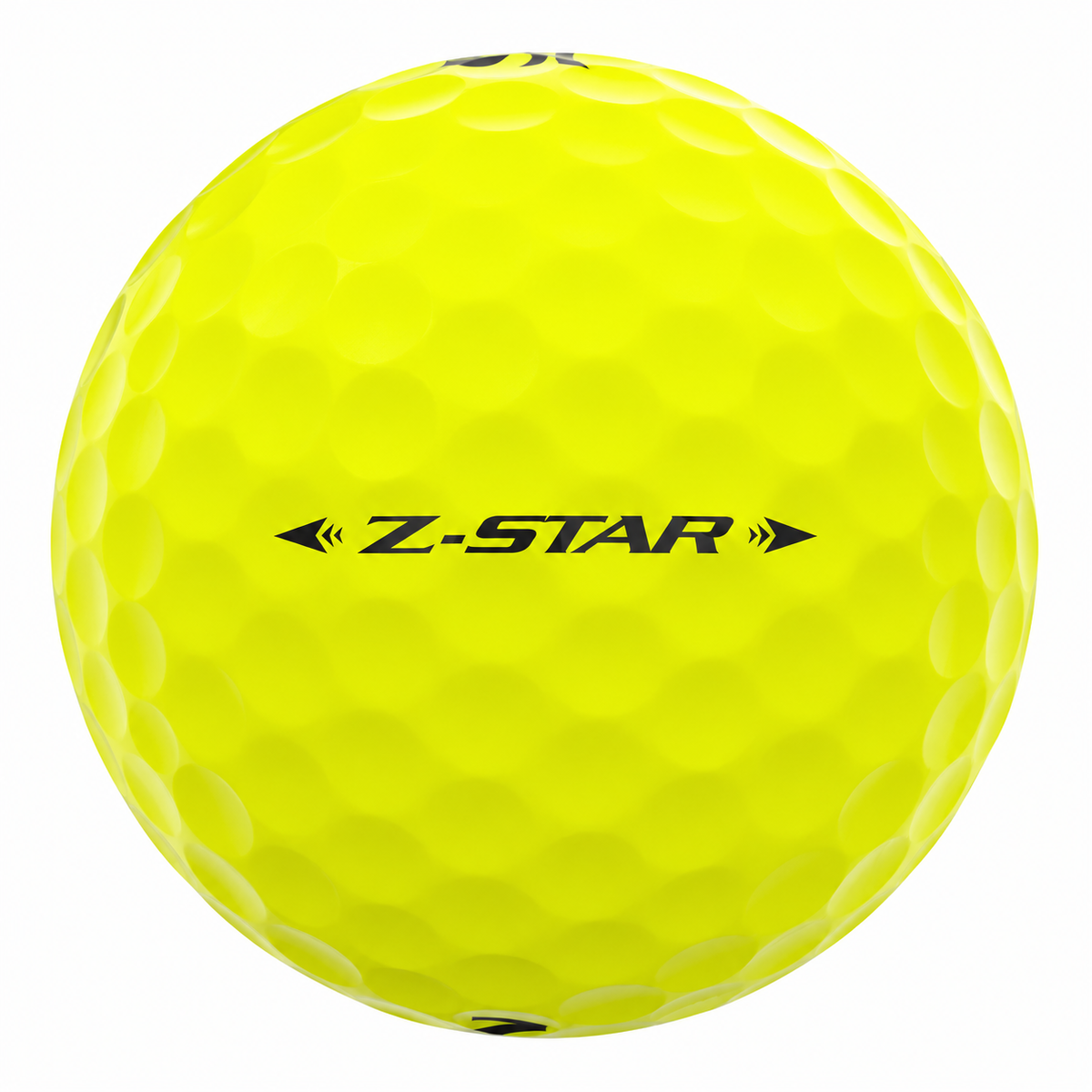 Srixon Z-Star golf ball in yellow, showing the side stamp and alignment line