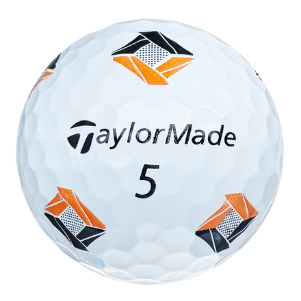 TaylorMade Pix golf ball with blue and orange Pix graphics, showing the logo and number