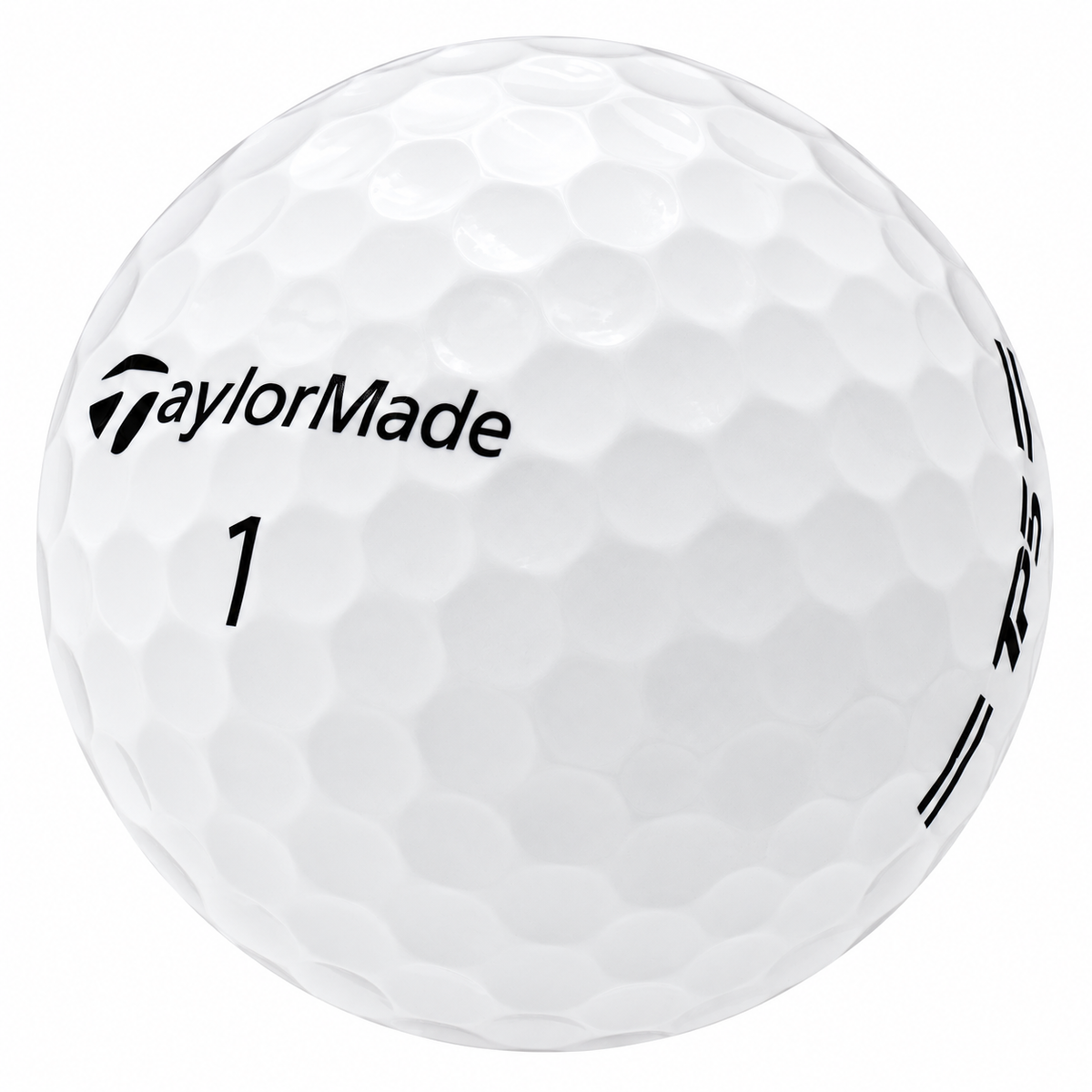 TaylorMade TP5 golf ball in white, showing the logo and number