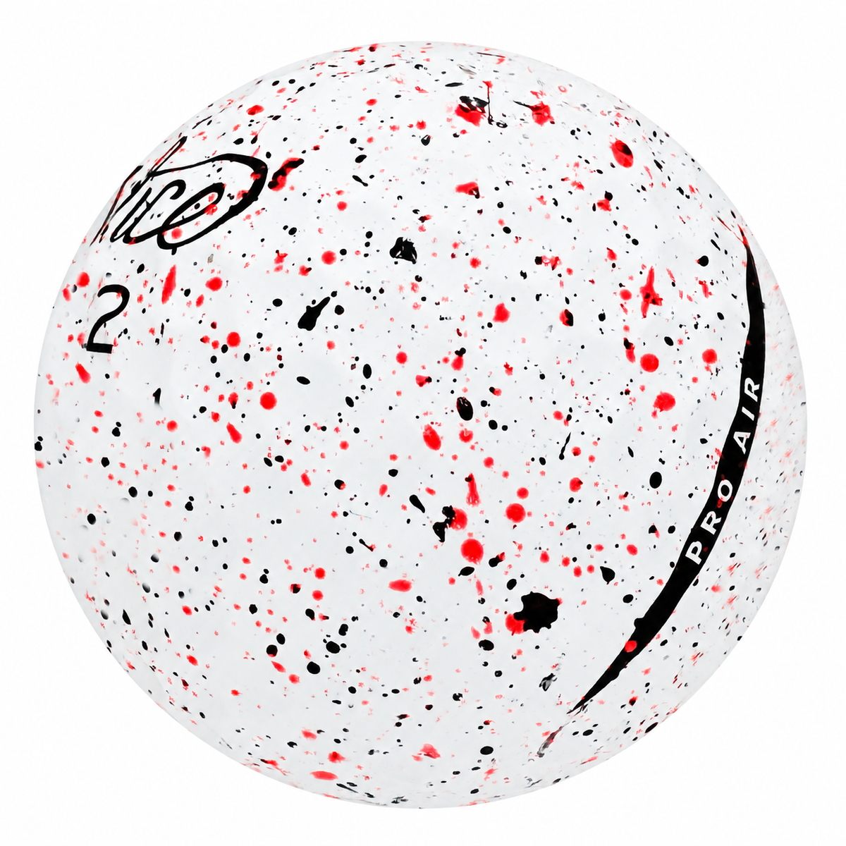 Vice Pro Drip golf ball in white with red and black paint splatter