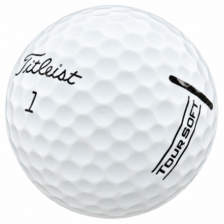 Titleist Tour Soft golf ball in white, showing the logo and number