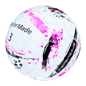 TaylorMade SpeedSoft Ink golf ball in white with a pink ink splatter design