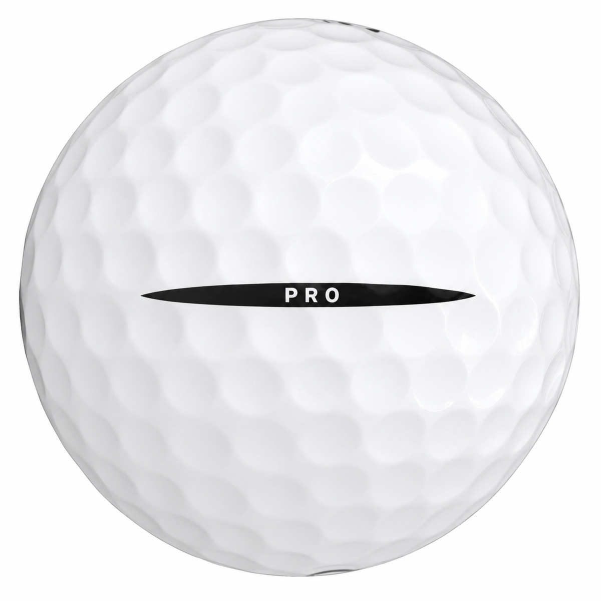Vice Pro golf ball in white, showing the side stamp and alignment line