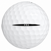 Vice Pro golf ball in white, showing the side stamp and alignment line