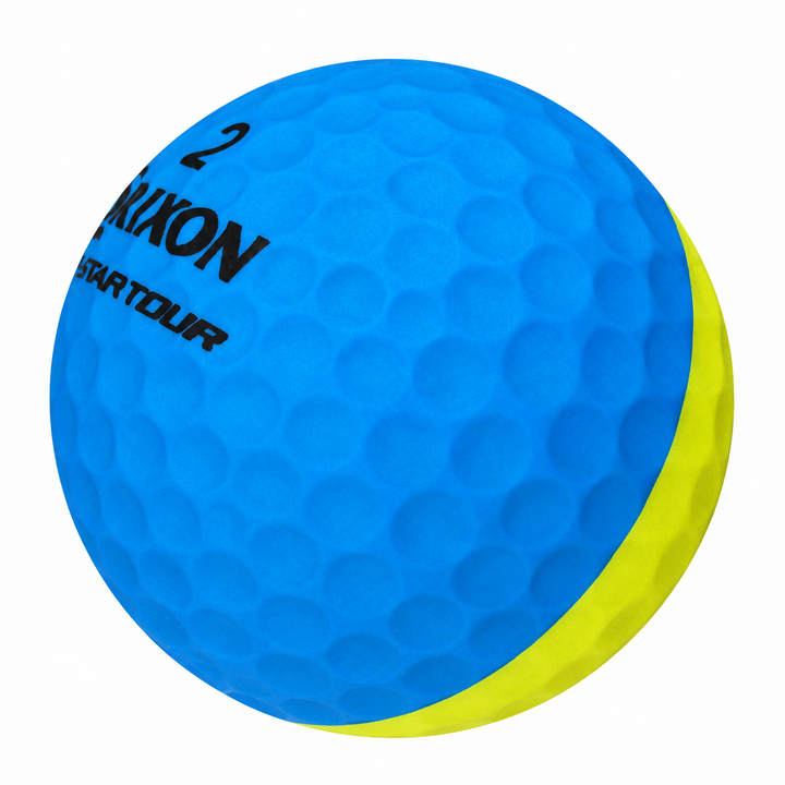 Srixon Q-Star Tour Divide golf ball, half blue and half yellow