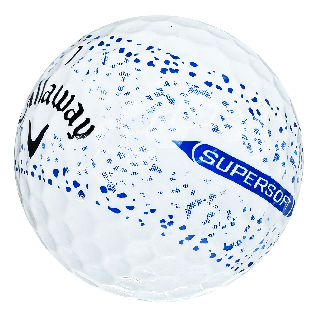 Callaway Supersoft Splatter 360 golf ball in white with blue splatter