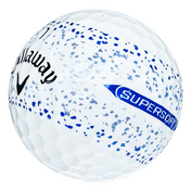 Callaway Supersoft Splatter 360 golf ball in white with blue splatter