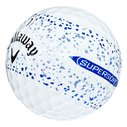 Callaway Supersoft Splatter 360 golf ball in white with blue splatter