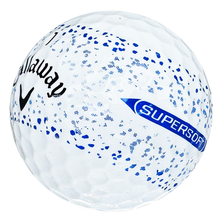 Callaway Supersoft Splatter 360 golf ball in white with blue splatter