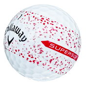 Callaway Supersoft Splatter 360 golf ball in white with red splatter
