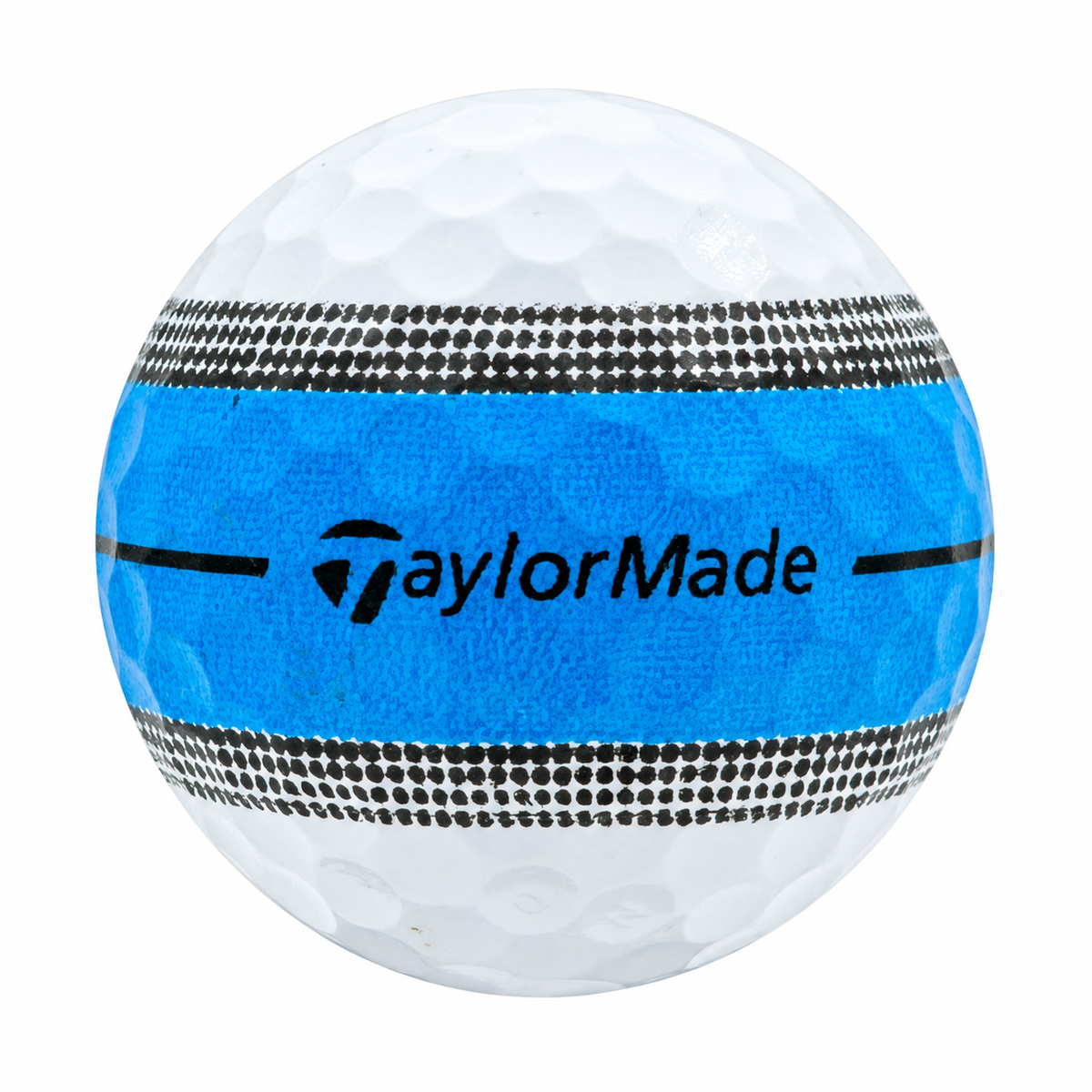 TaylorMade Tour Response Stripe golf ball with a bright blue stripe