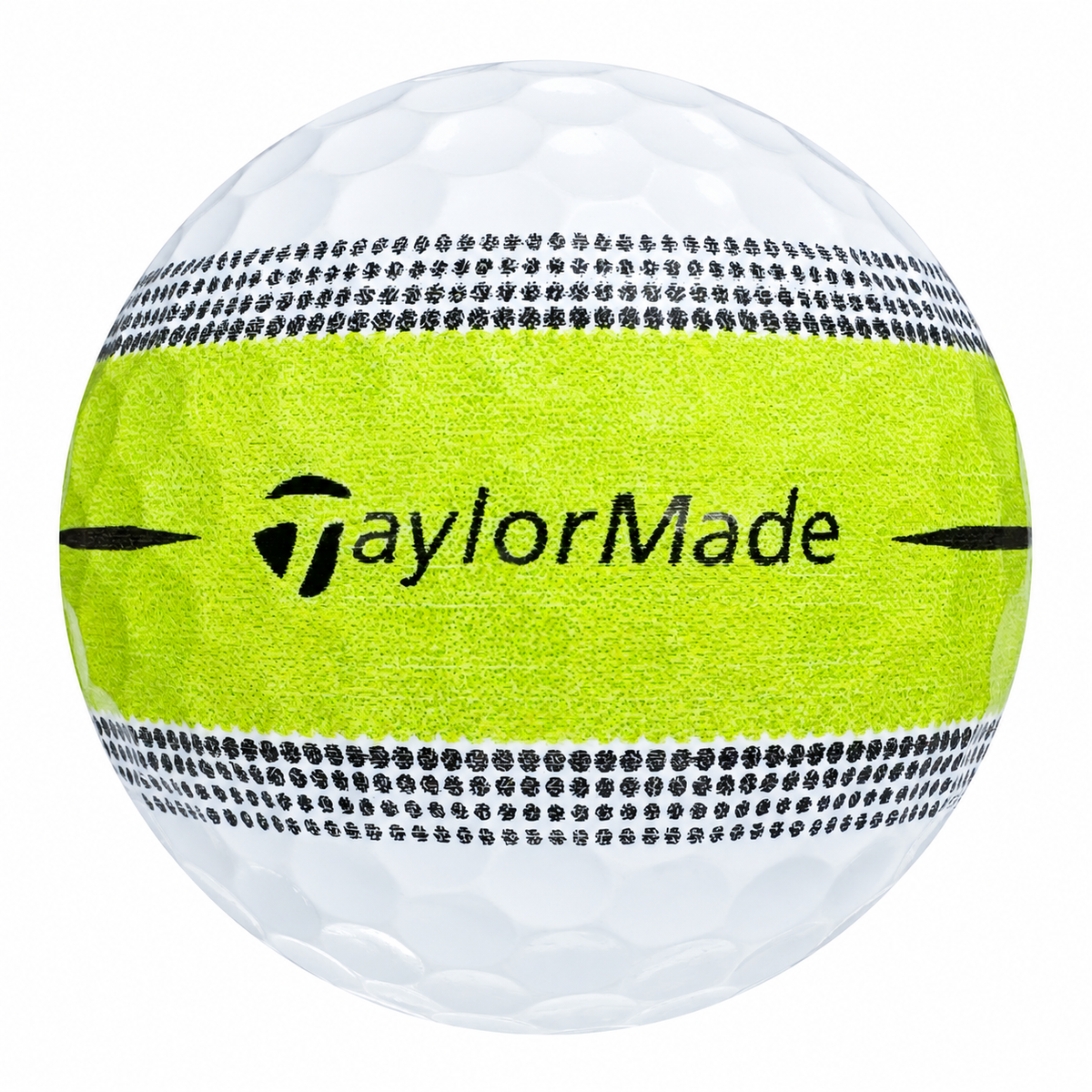TaylorMade Tour Response Stripe golf ball with a lime green stripe