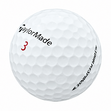 TaylorMade Tour Response golf ball in white, showing the logo and number