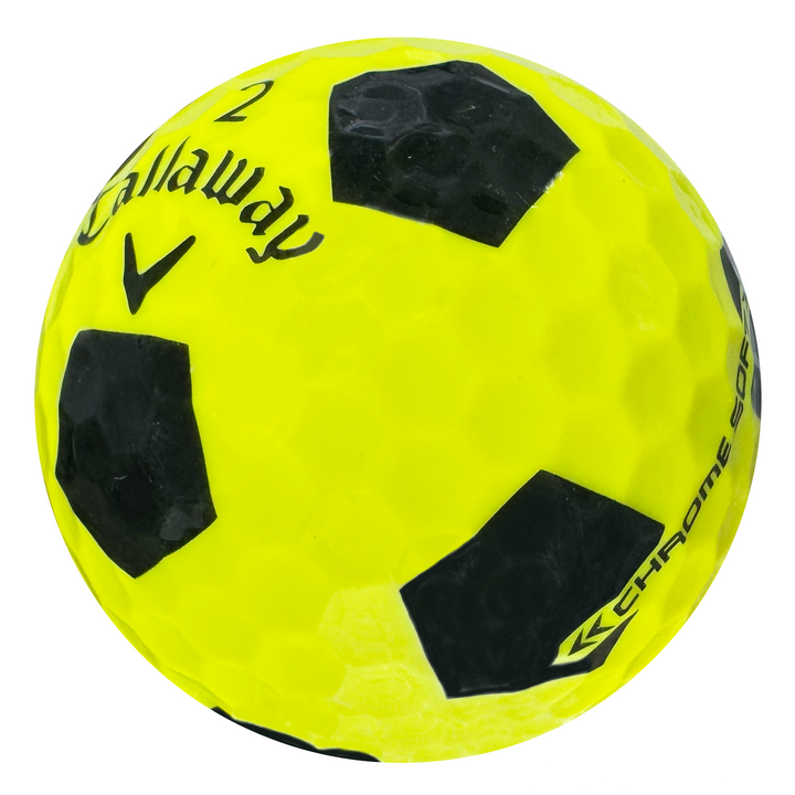 Callaway Chrome Soft Truvis golf ball in yellow with black panels