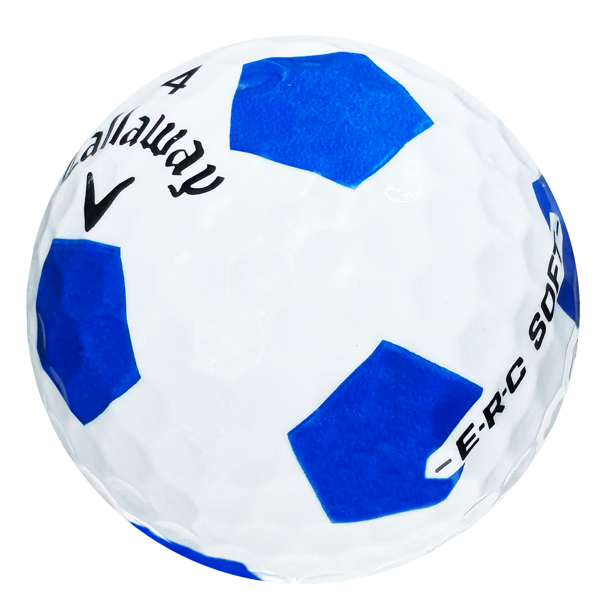 Callaway Chrome Soft Truvis golf ball in white with blue panels