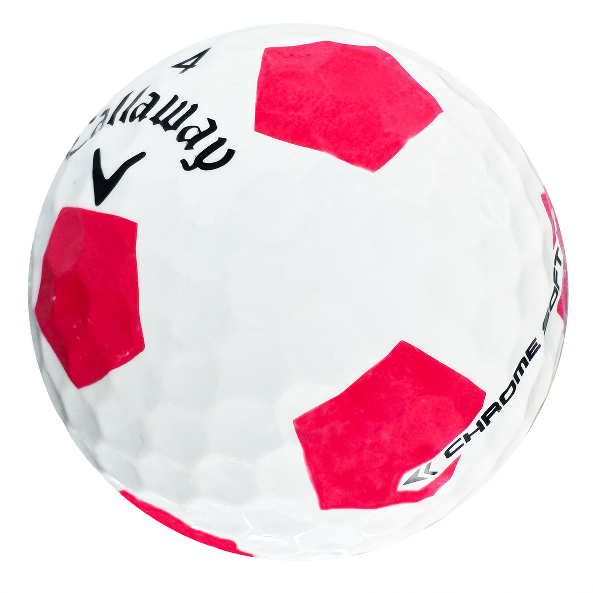 Callaway Chrome Soft Truvis golf ball in white with pink panels