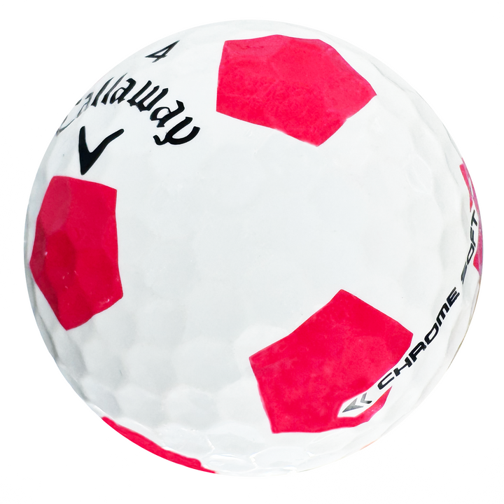 Callaway Chrome Soft Truvis golf ball in white with pink panels