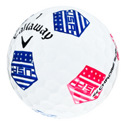 Callaway Chrome Soft Truvis golf ball in white with red, white and blue USA flag panels