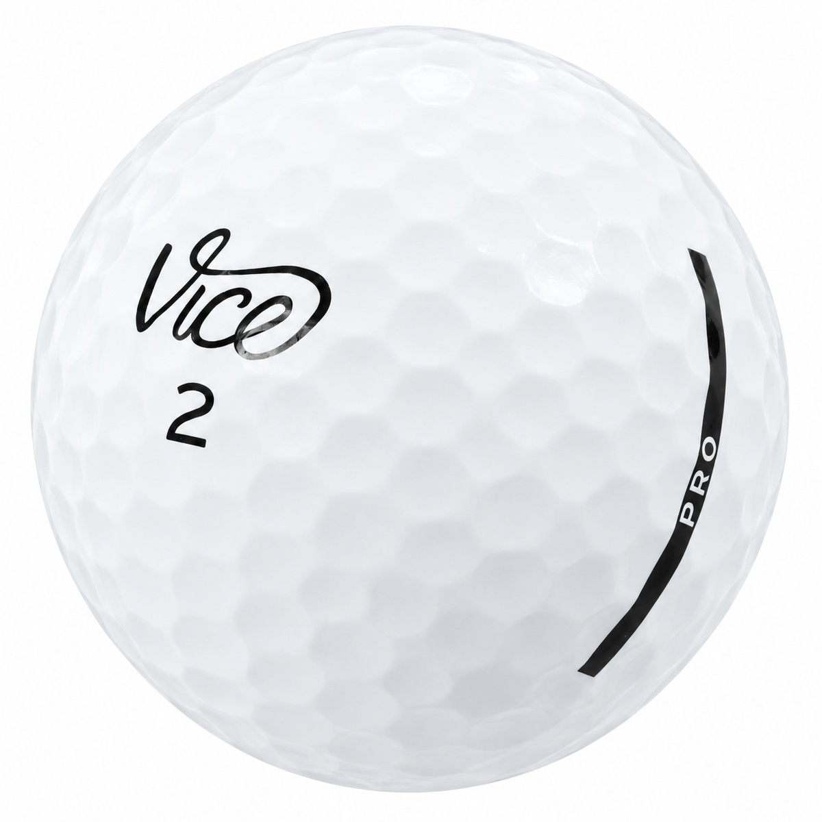 Vice Pro golf ball in white, showing the logo and number