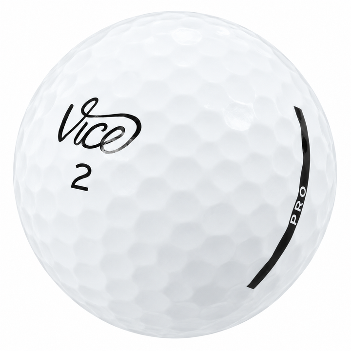 Vice Pro golf ball in white, showing the logo and number
