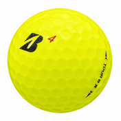 Bridgestone Tour B X golf ball in yellow, showing the logo and number