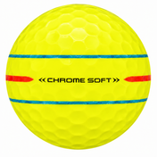 Callaway Chrome Soft Triple Track golf ball in yellow, showing the red and green Triple Track alignment lines