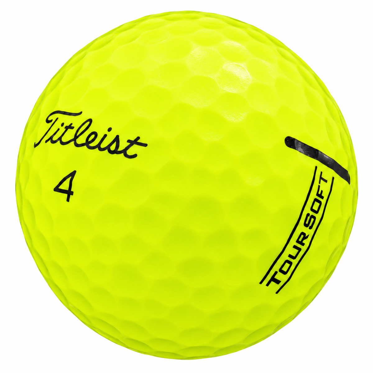 Titleist Tour Soft golf ball in yellow, showing the logo and number