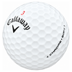 Callaway Chrome Soft golf ball in white, showing the logo and number