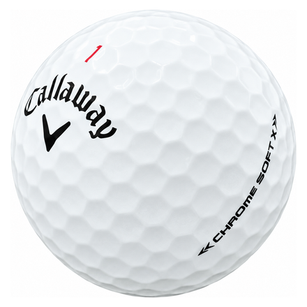 Callaway Chrome Soft X golf ball in white, showing the logo and number