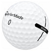 TaylorMade Distance+ golf ball in white, showing the logo and number