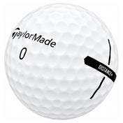 TaylorMade Distance+ golf ball in white, showing the logo and number