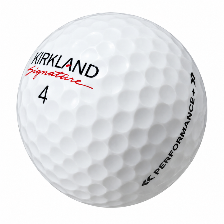 Kirkland Signature golf ball in white, showing the logo and number