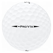 Titleist Pro V1x Left Dash golf ball in white, showing the side stamp and alignment line