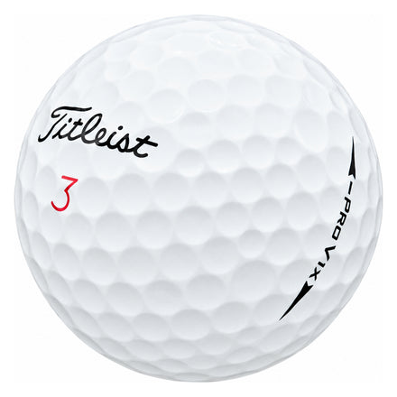 Titleist Pro V1x Left Dash golf ball in white, showing the logo and red number