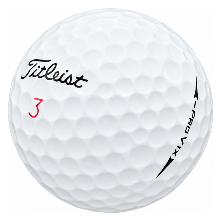 Titleist Pro V1x Left Dash golf ball in white, showing the logo and red number