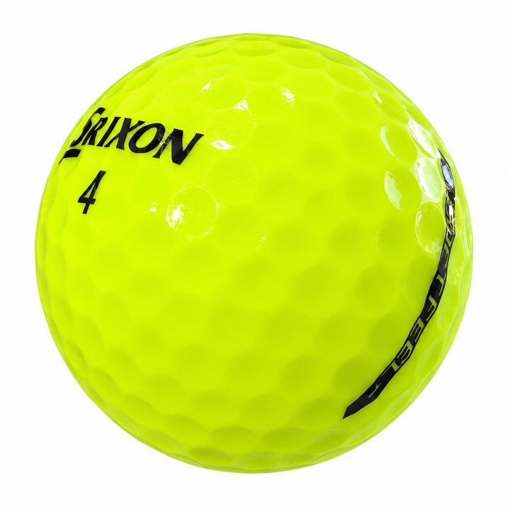Srixon Soft Feel golf ball in yellow, showing the logo and number